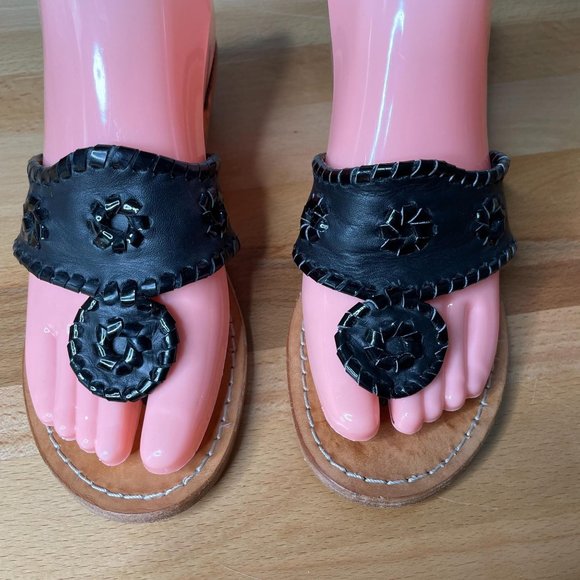 Jack Rogers Demi Wedges Size 6 M Black Leather Wom - Picture 2 of 8